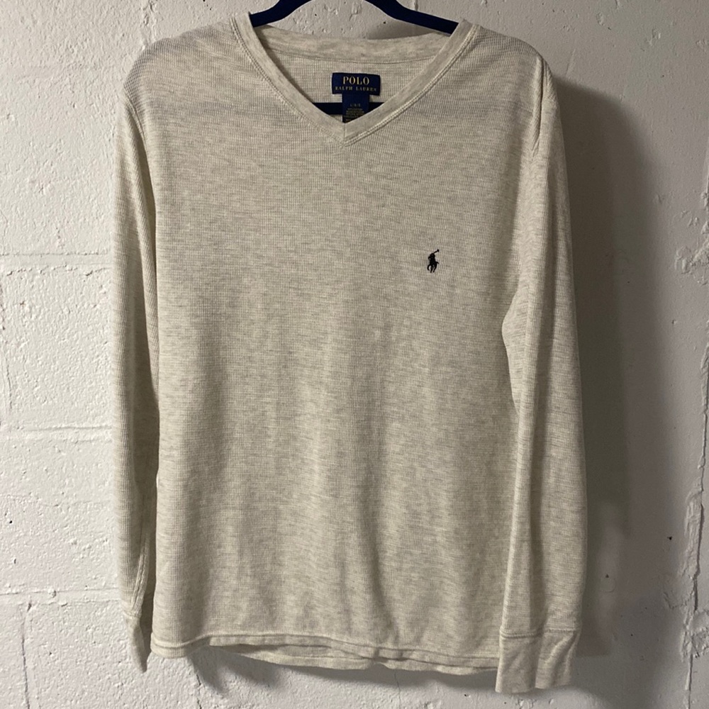 Polo By Ralph Lauren Cream V-Neck Long Sleeve Like New
